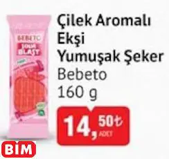 BEBETO ÇİLEK AROMALI EKŞİ YUMUŞAK ŞEKER